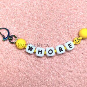 WH0RE: Silicone Offensive Keychain: Yellow